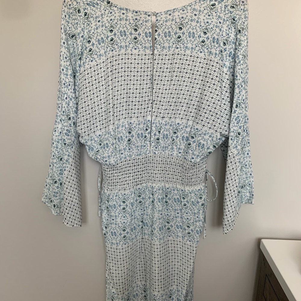 Roxy Pale Blue Floral Smocked Midi Dress